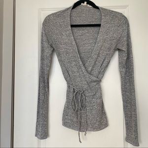 Aritzia ballerina wrap long sleeve top from Wilfred Free.